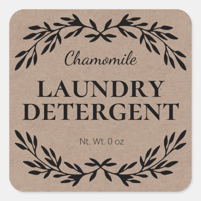 Rustic Kraft Homemade Laundry Detergent Labels (Front)