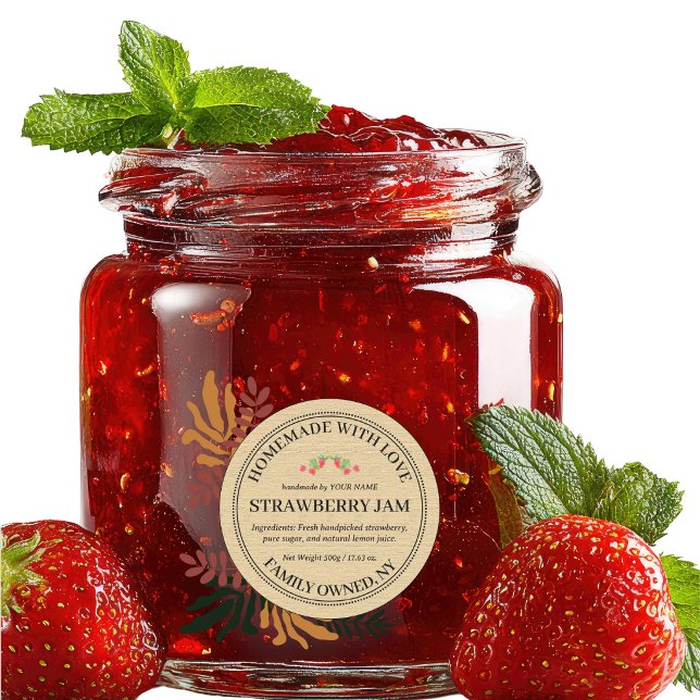 Rustic Kraft Homemade strawberry Jam Product Label (Creator Uploaded)