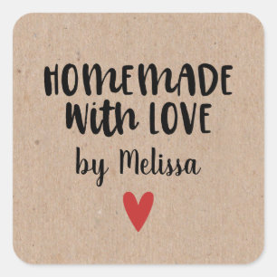 Rustic Kraft Homemade with love  Square Sticker