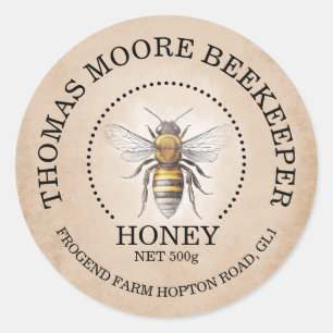 Rustic Kraft Honey Label with Bee Vintage Honey