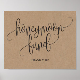 Rustic Kraft Honeymoon Fund Wedding Sign