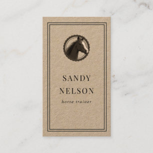 Rustic kraft horse label ranch riding trainer business card
