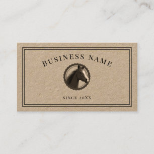 Rustic kraft horse ranch riding trainer business card