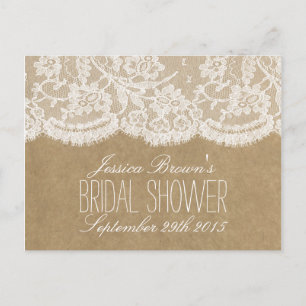 Rustic Kraft & Lace Bridal Shower Recipe Cards