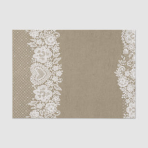 Rustic Kraft & Lace Farmhouse Barn Chic Tissue Paper