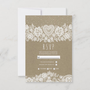 Rustic Kraft & Lace Farmhouse Barn Wedding RSVP