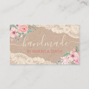 Rustic Kraft Lace Handmade Spa Bath Body Candle Business Card