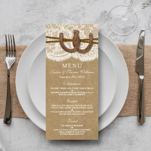 Rustic Kraft, Lace & Horseshoes Wedding Menu