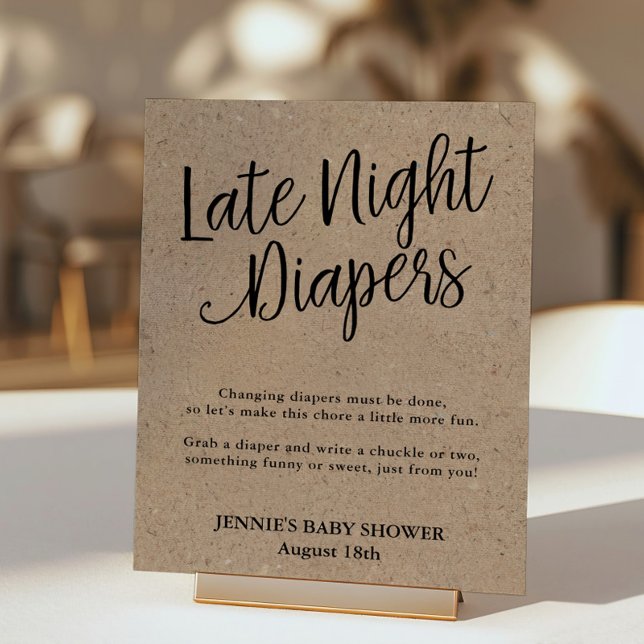Rustic Kraft Late Night Diaper Shower Activity Poster (Creator Uploaded)