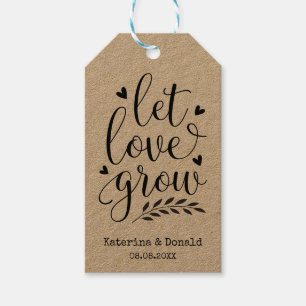 Rustic Kraft Let Love Grow Seed Wedding  Gift Tags
