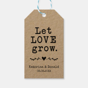Rustic Kraft Let Love Grow Seed Wedding  Gift Tags