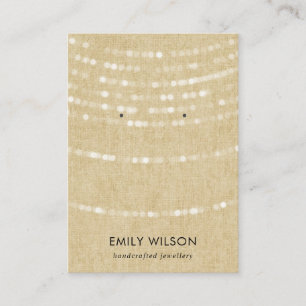 RUSTIC KRAFT LIGHT STRINGS STUD EARRING DISPLAY  BUSINESS CARD