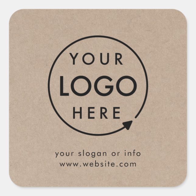 Rustic Kraft Logo | Business Corporate Modern Square Sticker (Front)