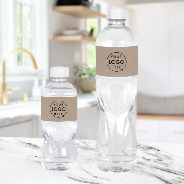 Rustic Kraft Logo | Business Corporate Modern Water Bottle Label (Creator Uploaded)
