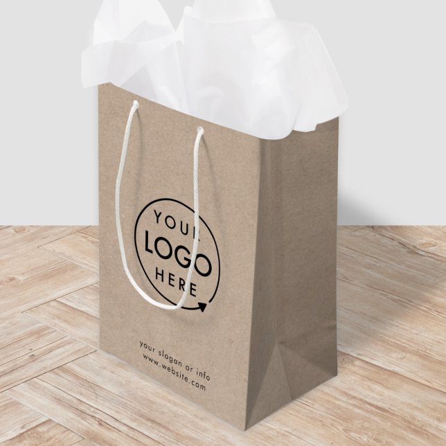 Rustic Kraft Logo | Business Modern Natural Medium Gift Bag (Creator Uploaded)