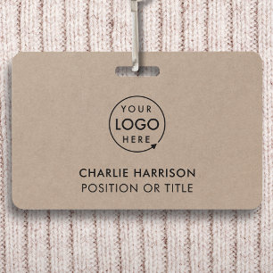 Rustic Kraft Logo Employee ID Minimalist Staff ID Badge