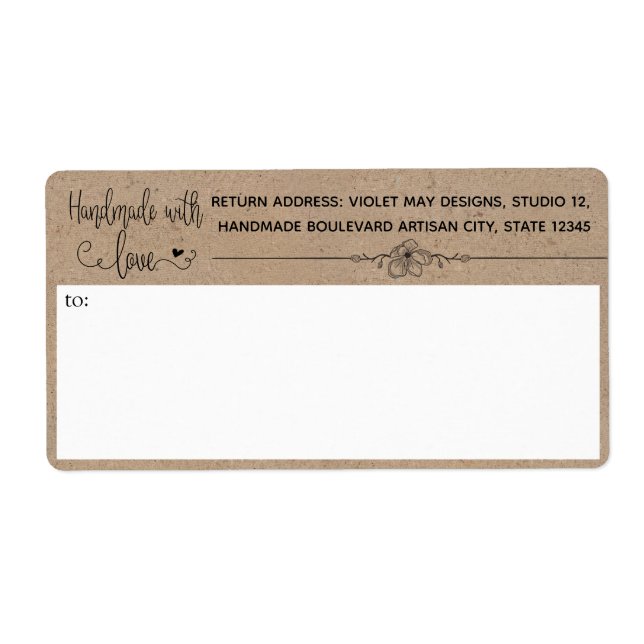 Rustic Kraft Look 2-in-1 Return & Shipping Address (Front)