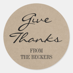 Rustic Kraft Look Give Thanks Thanksgiving Sticker