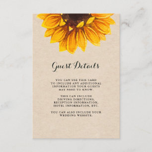 Rustic Kraft Look with Flower Guest Details Enclosure Card