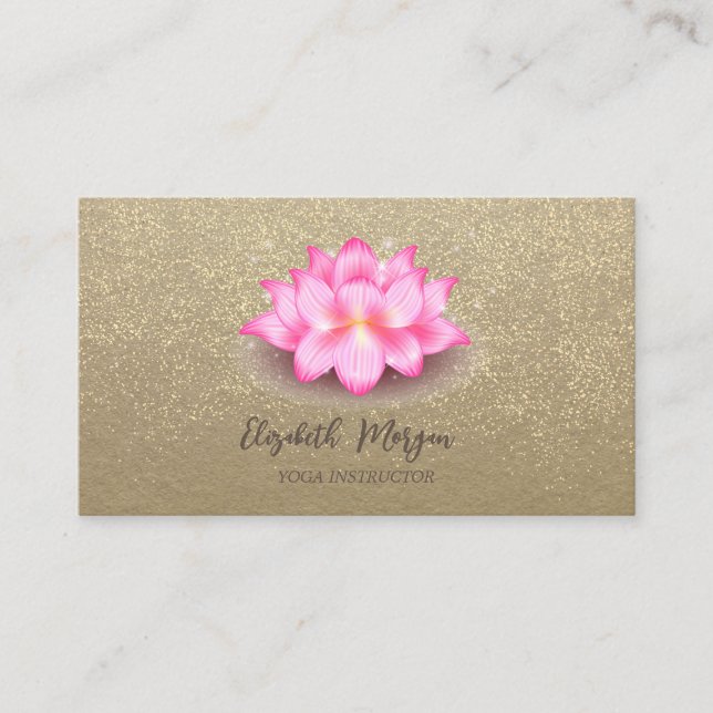 Rustic Kraft,Lotus,Gold Confetti Violet Lotus Business Card (Front)