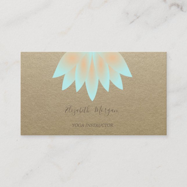 Rustic Kraft,Lotus,Yoga Instructor Business Card (Front)