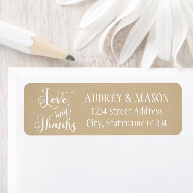 Rustic Kraft Love and Thanks Wedding Address (Insitu)
