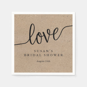 Rustic Kraft Love Bridal Shower Personalised Napkin
