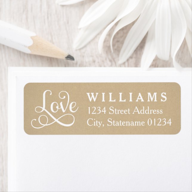 Rustic Kraft Love Script Wedding Address (Insitu)
