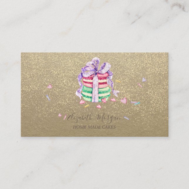 Rustic Kraft,Macarons Hand Made Cakes Business Card (Front)