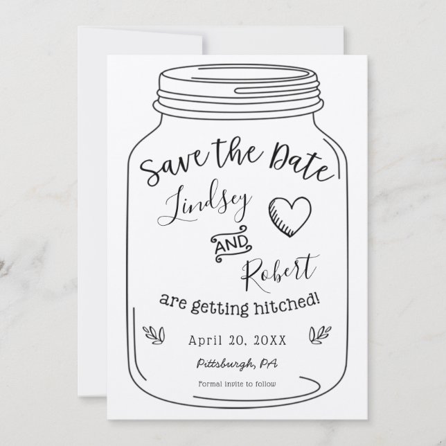 Rustic Kraft Mason Jar Save the Date Invitation (Front)