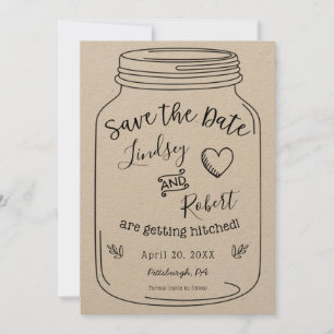 Rustic Kraft Mason Jar Save the Date Invitation