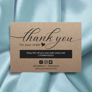 Rustic Kraft Minimalist Order Thank You Card