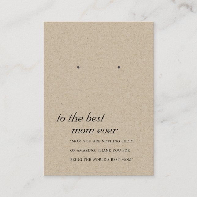 RUSTIC KRAFT MOM GIFT EARRING DISPLAY CARD (Front)