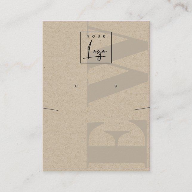Rustic Kraft Monogram Stud Earring Logo Display Business Card (Front)