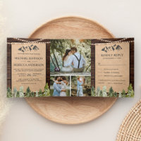 Rustic Kraft Mountain Forest Photo Collage Wedding
