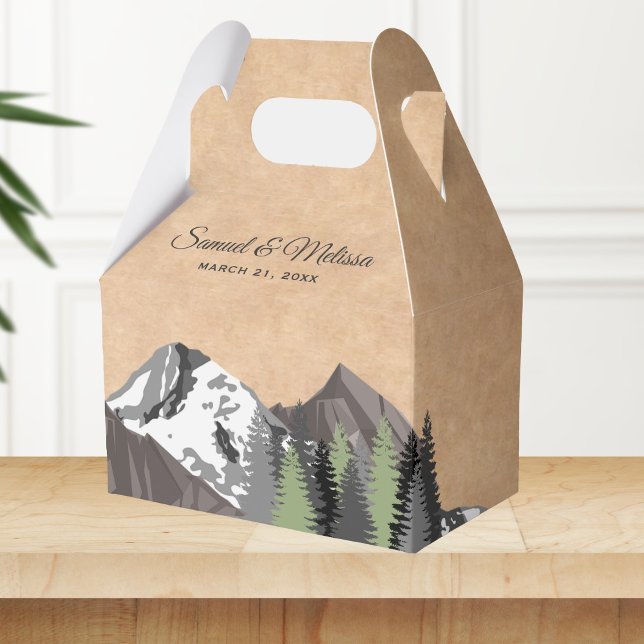 Rustic Kraft Mountain Forest Wedding Favour Box (Creator Uploaded)