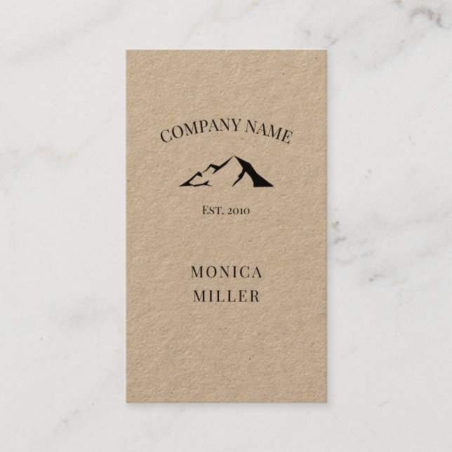 Rustic kraft mountain logo business card (Front)