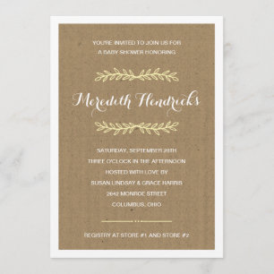 Rustic Kraft Paper   Baby Shower Invitation