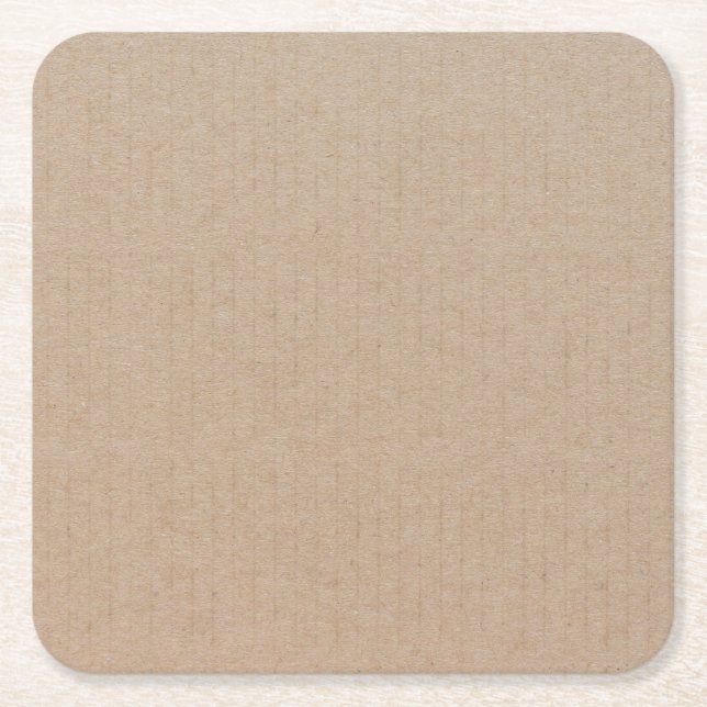 Rustic Kraft Paper Blank Template Custom Square Paper Coaster (Front)