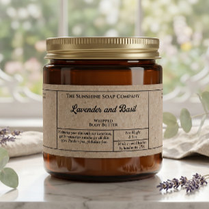 Rustic kraft paper body butter cosmetics jar label