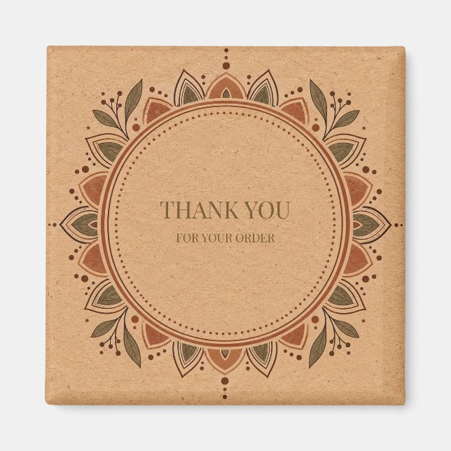 Rustic Kraft Paper Boho Square Gift Box Label Magnet (Front)