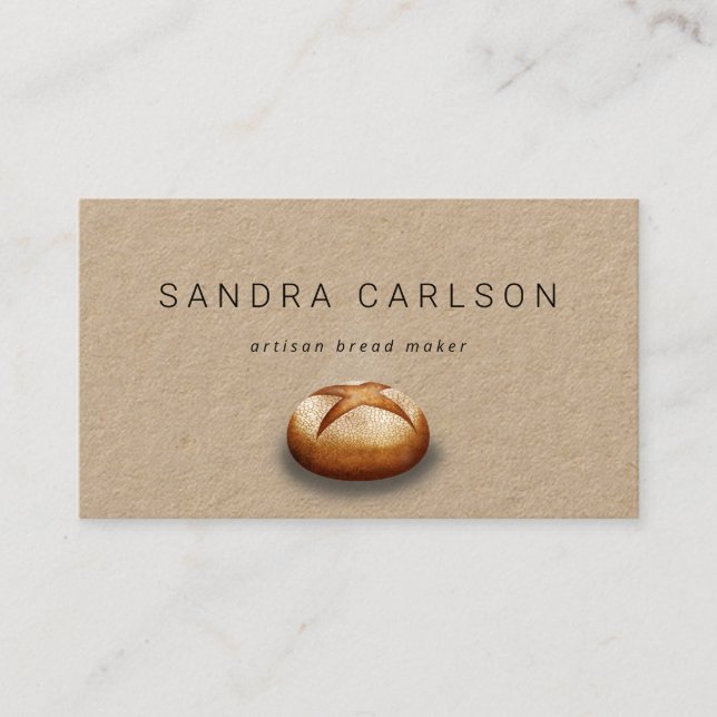 rustic kraft paper bread baker business card (Front)