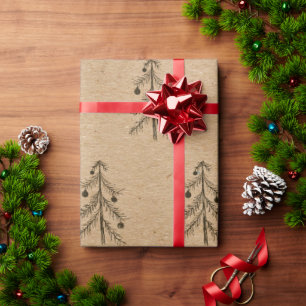Rustic Kraft Paper   Christmas Tree Sketch Minimal