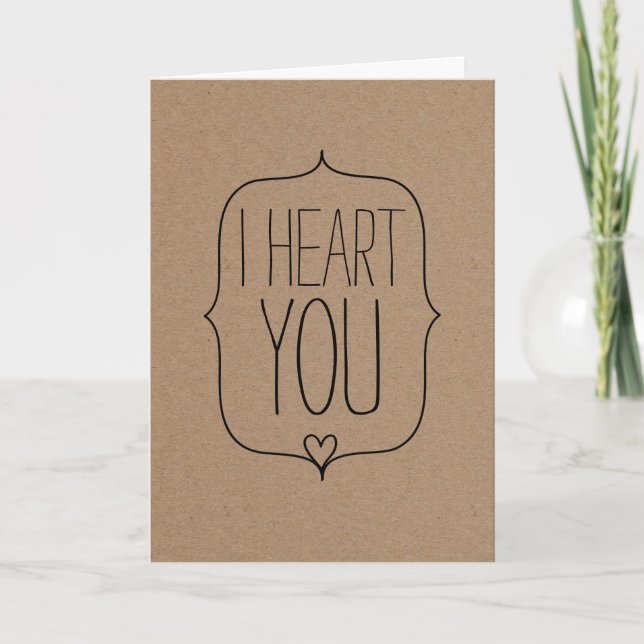 Rustic Kraft Paper Cute Heart Valentines Day Holiday Card (Front)