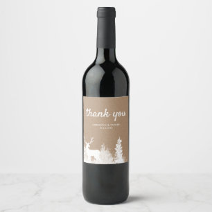 Rustic Kraft Paper Deer Wedding Thank You Wine Label