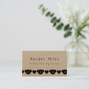 Rustic kraft paper dog trainer business card
