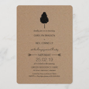 Rustic Kraft Paper Forest Tree Engagement Party Invitation