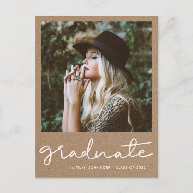 Rustic Kraft Paper Graduation Party Save The Date Postcard (Front)