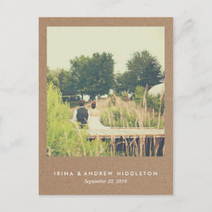 Rustic Kraft Paper Love And Thanks Script Photo Postcard