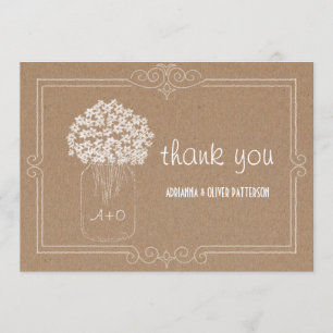 Rustic Kraft Paper Mason Jar Flowers Thank You